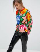 Love Moschino Floral Print Sweater - Pink