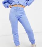 Asos Design Petite Set Knitted Sweatpants In Fluffy Yarn In Light Blue-blues