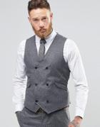 Asos Slim Fit Vest In 100% Silk - Gray