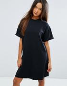 Asos Ultimate T-shirt Dress With Rolled Sleeves - Black