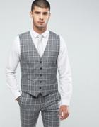 Selected Homme Slim Vest In Salt N Pepper Check - Gray