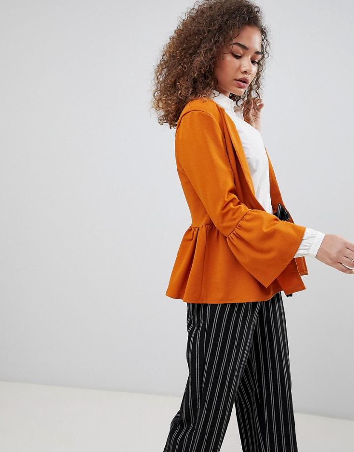 Parisian Peplum Hem Jacket - Tan