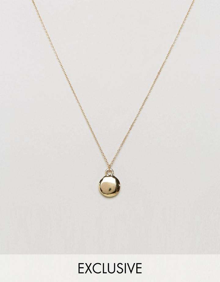Designb London Oval Pendant Necklace In Gold Exclusive To Asos - Gold