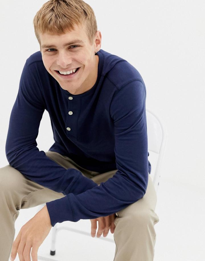 J.crew Mercantile Long Sleeve Slub Henley In Navy - Navy