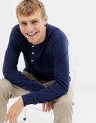 J.crew Mercantile Long Sleeve Slub Henley In Navy - Navy