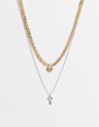 Pieces Multichain Key And Lock Necklace In Gold