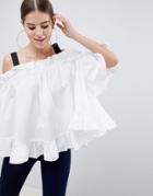 Asos Design Ultimate Swing Top With Ruffle - White