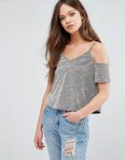 Daisy Street Cold Shoulder Top - Gray