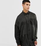 Collusion Oversized Lurex Stripe Shirt In Black And Gold - Black