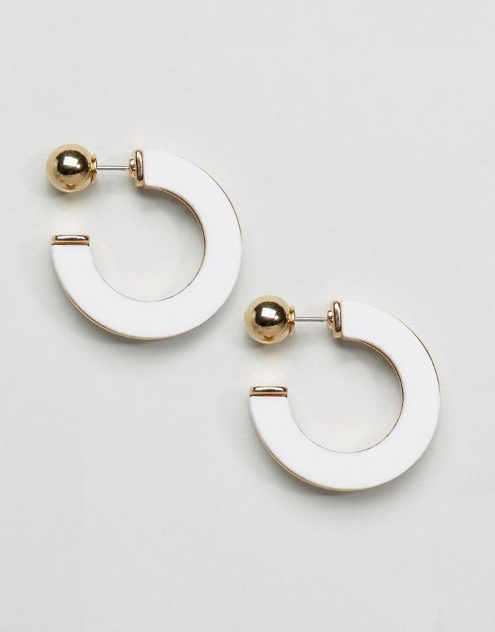 Asos Resin Open Hoop Earrings - White
