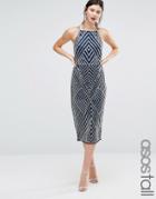 Asos Tall Pencil Dress With Chevron Embellishment - Navy