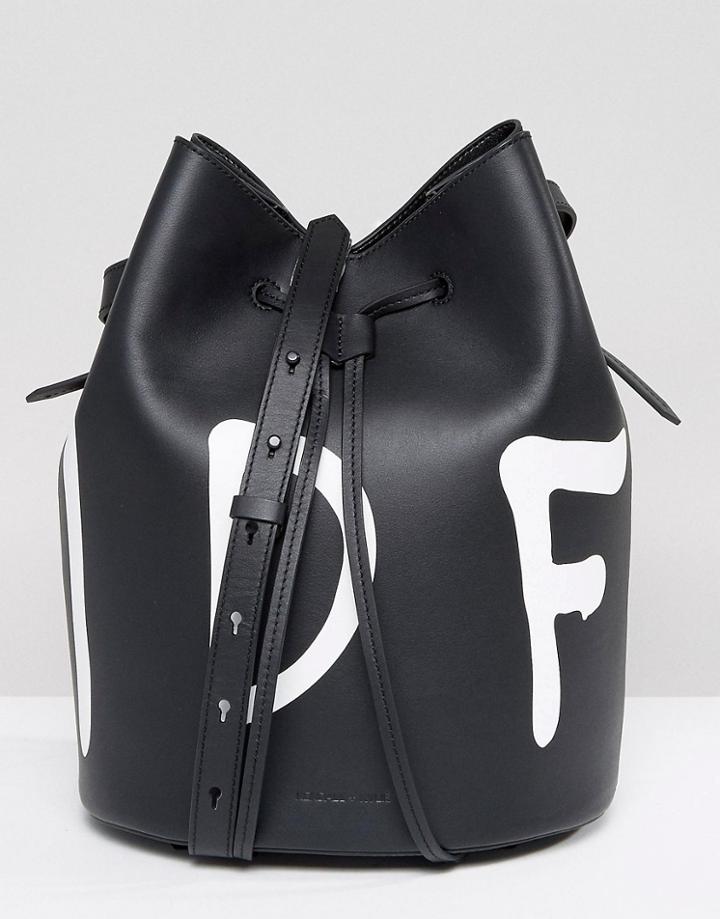 Kendall + Kylie Graffiti Style Bucket Bag - Black