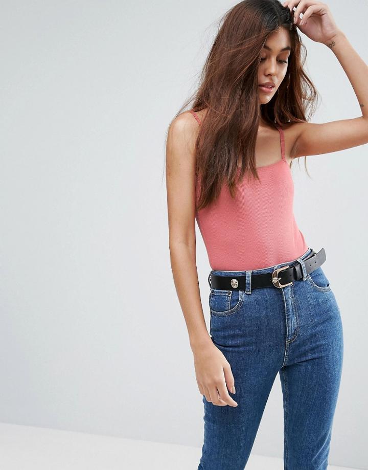 Asos Cami Body With Square Neck - Beige