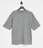 Collusion Unisex Organic Cotton Logo T-shirt In Charcoal-grey