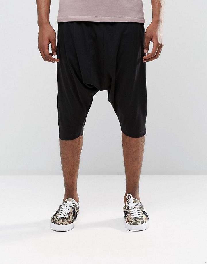 Asos Extreme Drop Crotch Shorts In Lightweight Jersey - Black