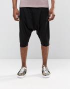 Asos Extreme Drop Crotch Shorts In Lightweight Jersey - Black