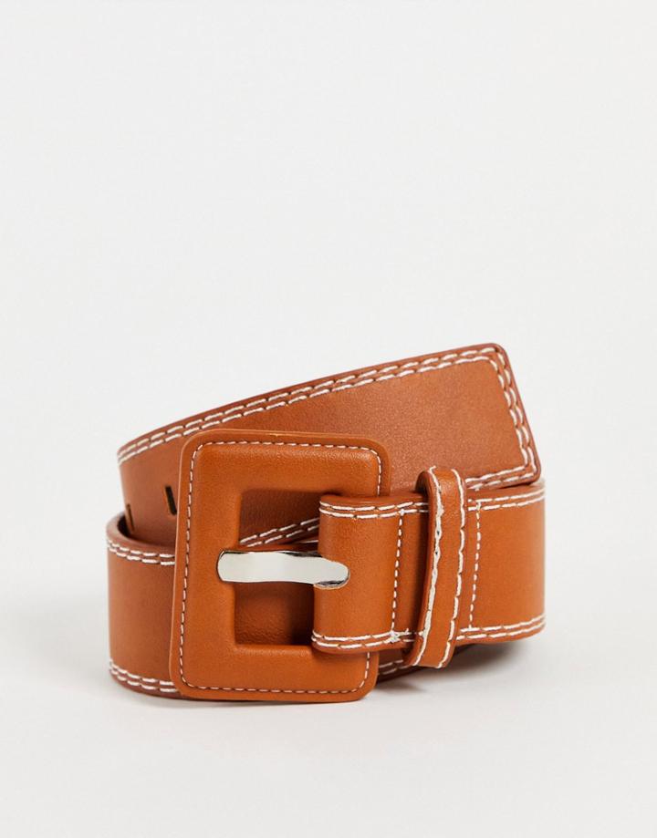 Na-kd Contrast Seam Waist Belt In Brown