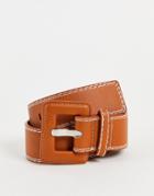 Na-kd Contrast Seam Waist Belt In Brown