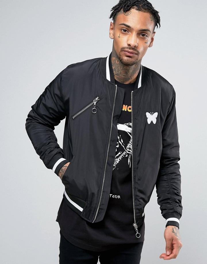 Good For Nothing Bomber Jacket In Black - Black