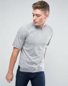 Jack & Jones Originals T-shirt With Raw Drop Edge Hem And Raglan Sleeve - Gray