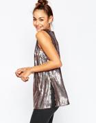 Asos Holographic Sequin Tunic - Pink