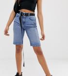 Reclaimed Vintage Inspired Longer Length Short In Light Stone Wash - Blue