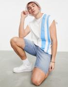 Asos Design Oversized Vest In Gray And Blue Color Block