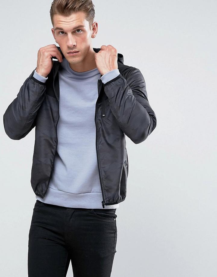 Brave Soul Festival Nylon Zip Through Jacket - Black