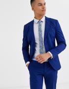 Jack & Jones Premium Slim Fit Cotton Stretch Suit Jacket In Blue