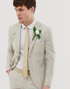 Jack & Jones Premium Regular Fit Suit Jacket In Beige Linen-white