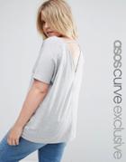 Asos Curve T-shirt With V Back - Gray