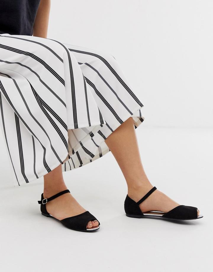 Park Lane Peep Toe Ballet Flats - Gray