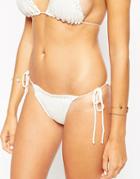 Asos Hand Crochet Tie Side Brazilian Bikini Bottom - Stone