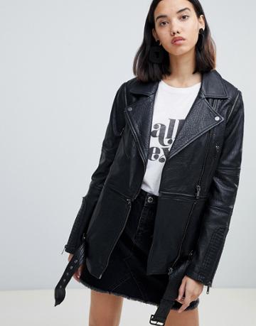 Urban Code Briar Twofer Longline Biker Jacket - Black