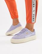 Puma Suede Platform Satin Sneaker In Lavendar - Purple