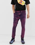 Asos Design Super Skinny Jeans In Acid Wash Pink - Pink