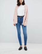 Pieces Mid Rise Skinny Jean In Blue