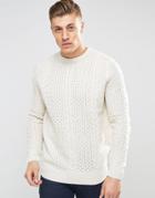 Bellfield Cable Knitted Sweater - White