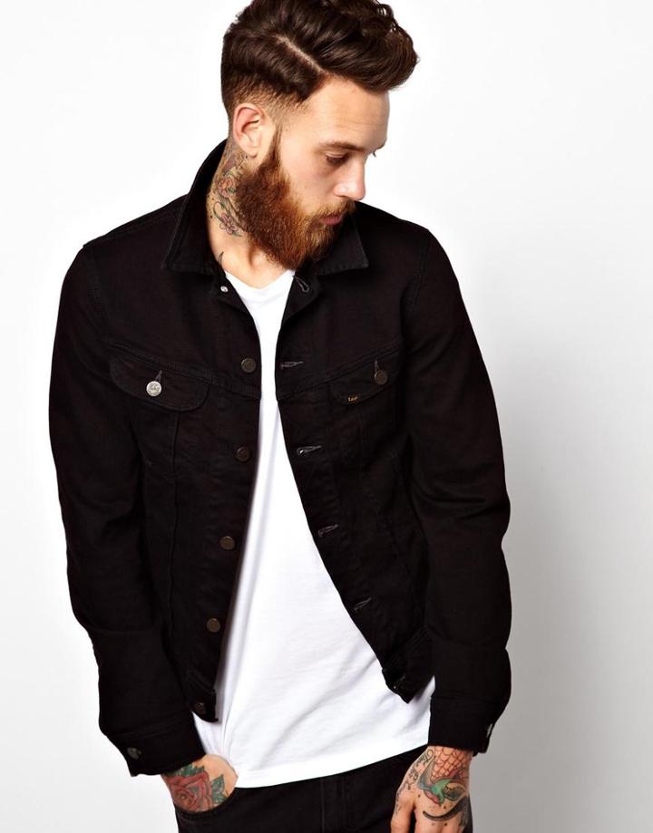 Lee Denim Jacket Slim Fit Rider Stay Black Stretch