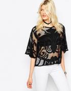 Only Mirinda Lace Cropped Top - Black