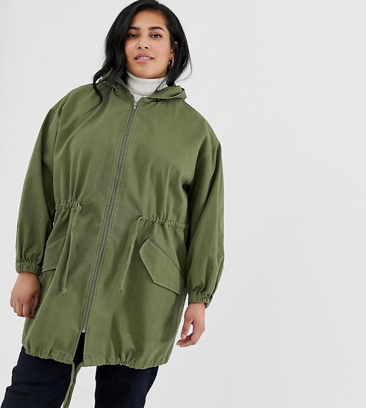 Asos Design Curve Lightweight Parka - Green
