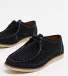 Silver Street Wide Fit Suede Shoes In Black Suede