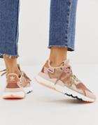 Adidas Originals Nite Jogger Sneaker In Rose Gold - Gold