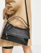 Paul Costelloe Leather Top Handle Flap Over Shoulder Bag In Black
