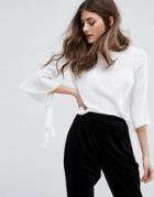 Miss Selfridge Frill Sleeve Top - White