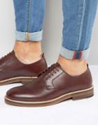 Asos Lace Up Shoes In Red Leather - Red