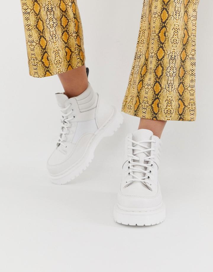 Dr Martens Zuma Flat Leather Boots In White - White