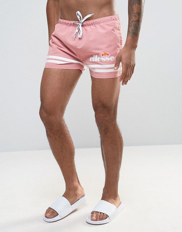 Ellesse Printed Stripe Swim Shorts In Pink - Pink
