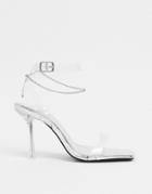 Public Desire April Heeled Sandal With Anklet In Silver