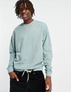 Asos Design Organic Oversized Sweatshirt In Blue Vintage Wash - Part Of A Set-blues